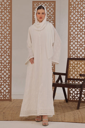 Lilac Leaf Petal Embroidered Abaya