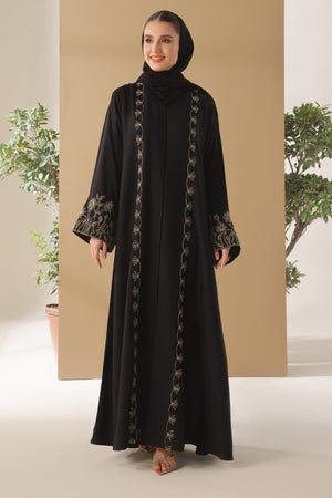 Deep Carmine Embroidered Abaya