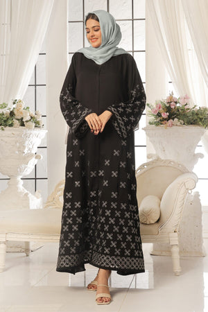Rose Pink Embroidered Abaya