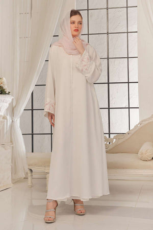 Pastel Pink Beaded Abaya