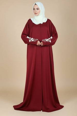 Black Beaded Fixed Baggy Abaya