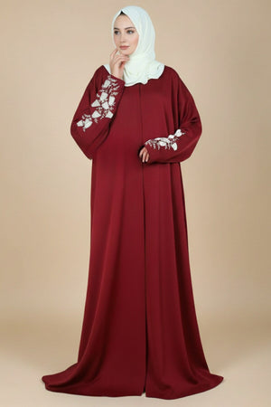 Black Beaded Fixed Baggy Abaya