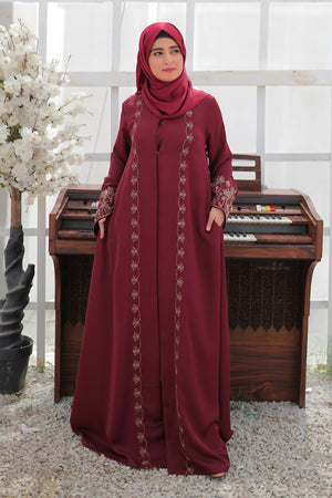 Black Cord Embroidered Abaya
