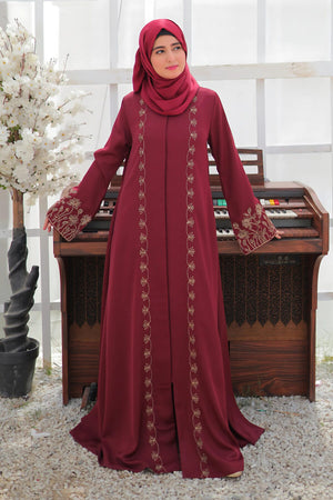 Black Cord Embroidered Abaya