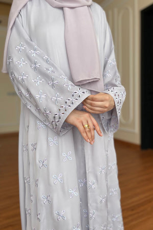 Black Leaf Petal Embroidered Abaya