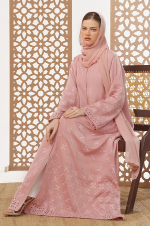 Black Leaf Petal Embroidered Abaya