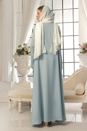 Seashell Embroidered White Abaya