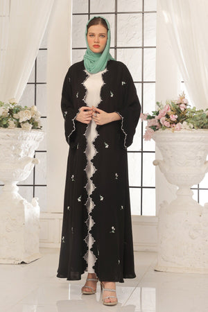 Wave Blue Embroidered Abaya