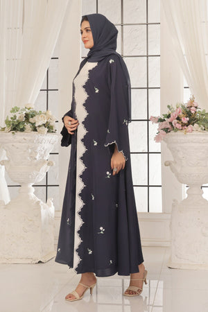 Wave Black Embroidered Abaya