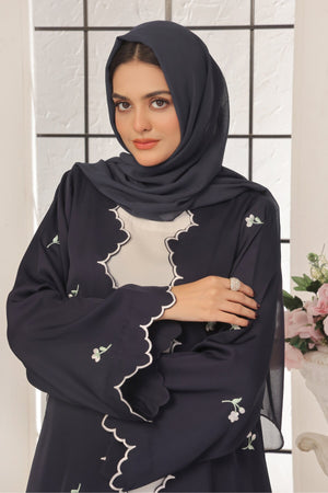 Wave Black Embroidered Abaya