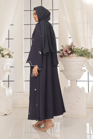Wave Black Embroidered Abaya