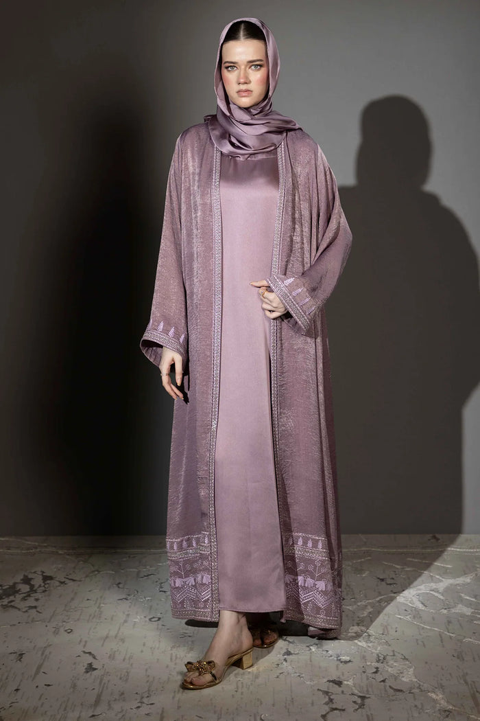 3 Piece - Lilac Silk Velvet Abaya