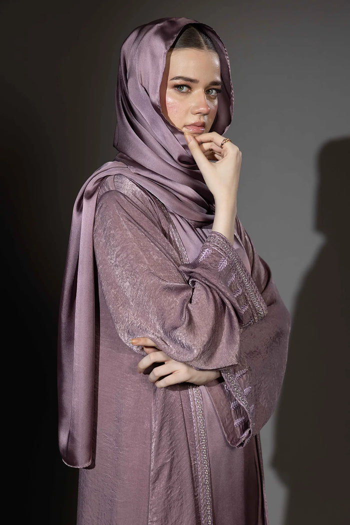 3 Piece - Lilac Silk Velvet Abaya