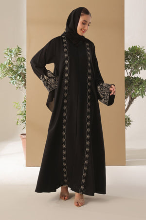 Deep Carmine Embroidered Abaya