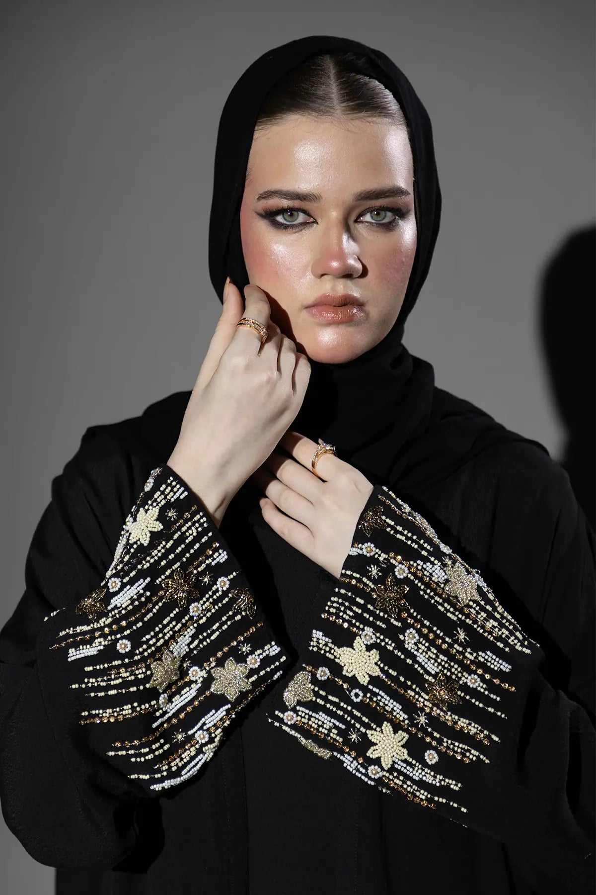 Black Embellished Formal Abaya