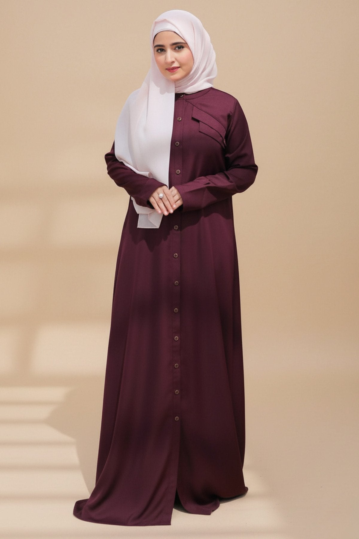 Olive Green Lapel Abaya