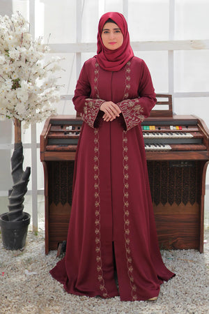 Black Cord Embroidered Abaya