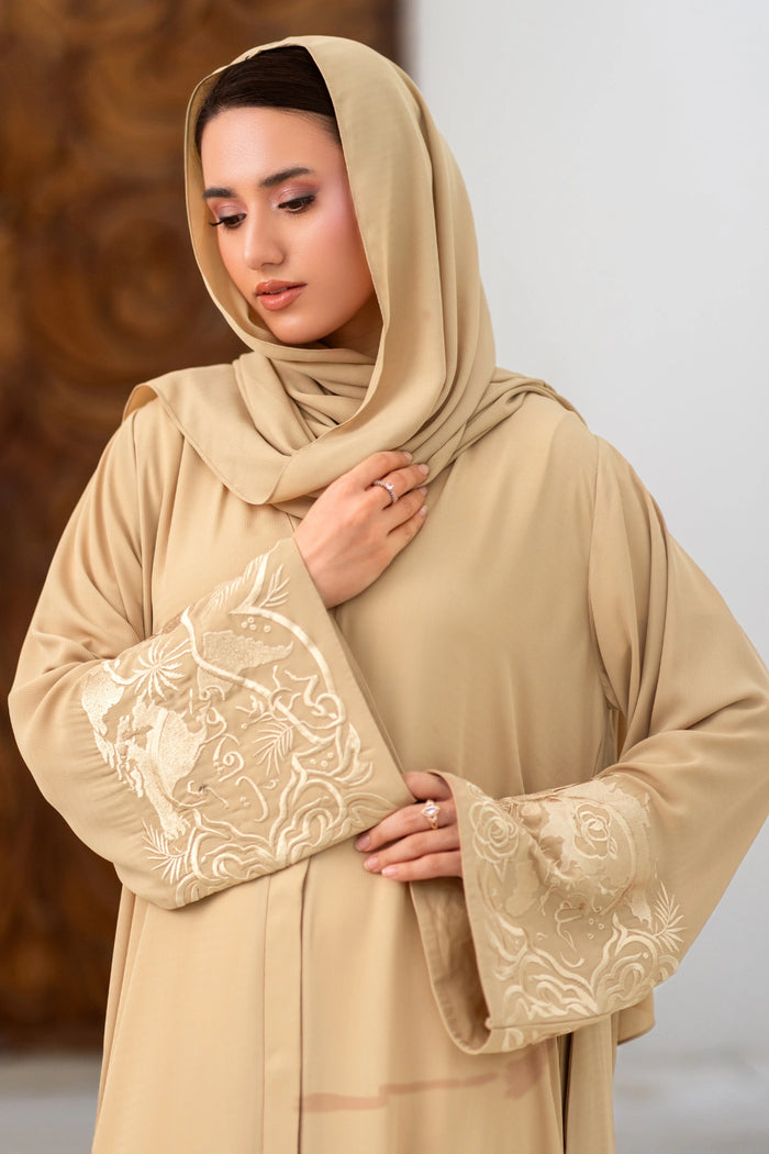 Embroidered Camel Abaya