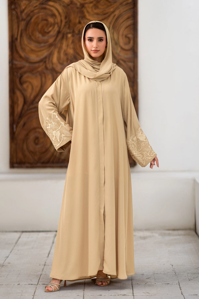 Embroidered Camel Abaya