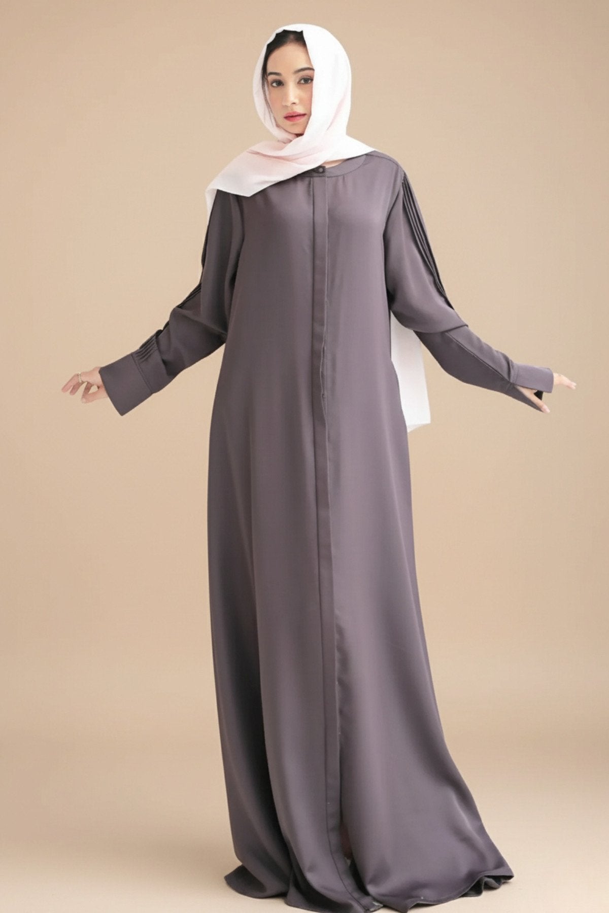 Gulf Blue Pleated Abaya