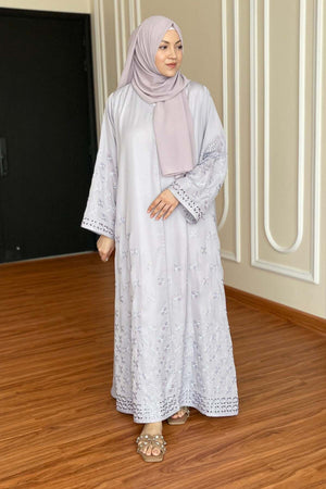 Black Leaf Petal Embroidered Abaya