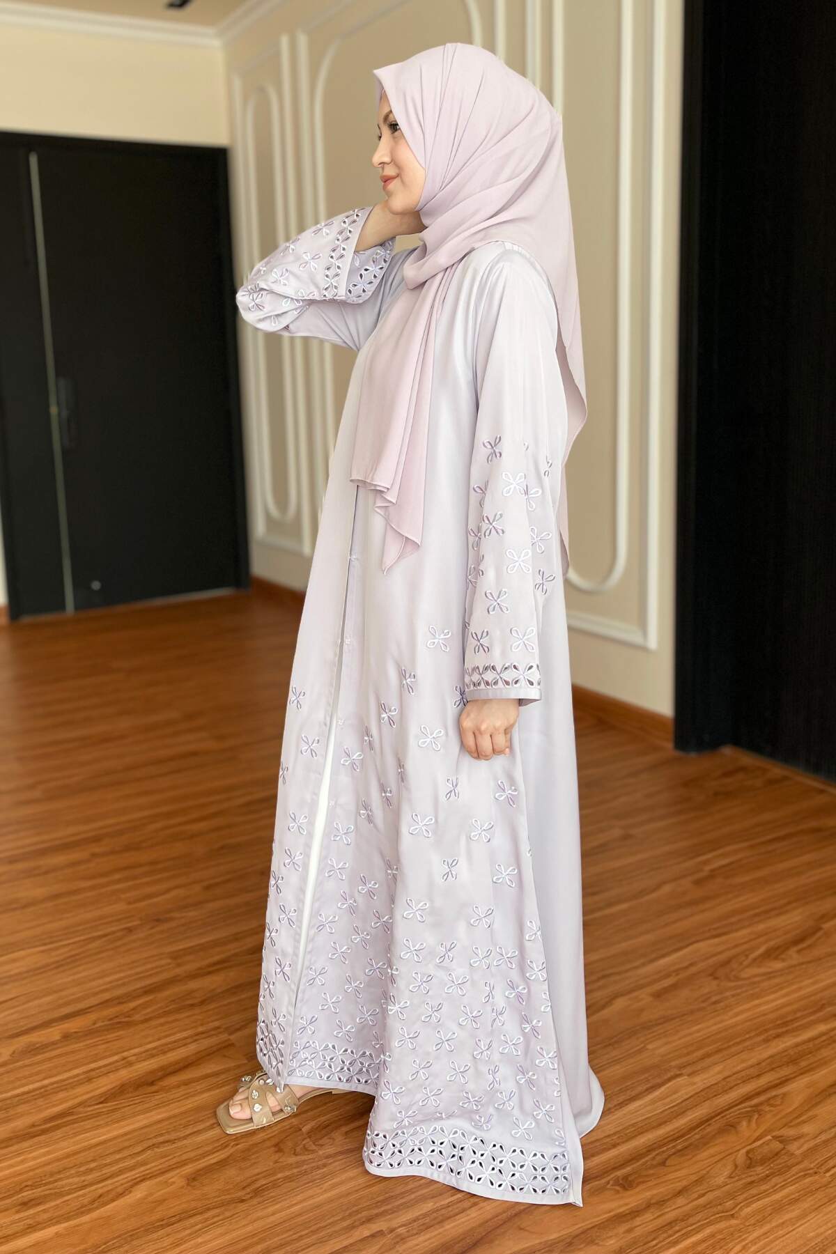 Rose Pink Embroidered Abaya
