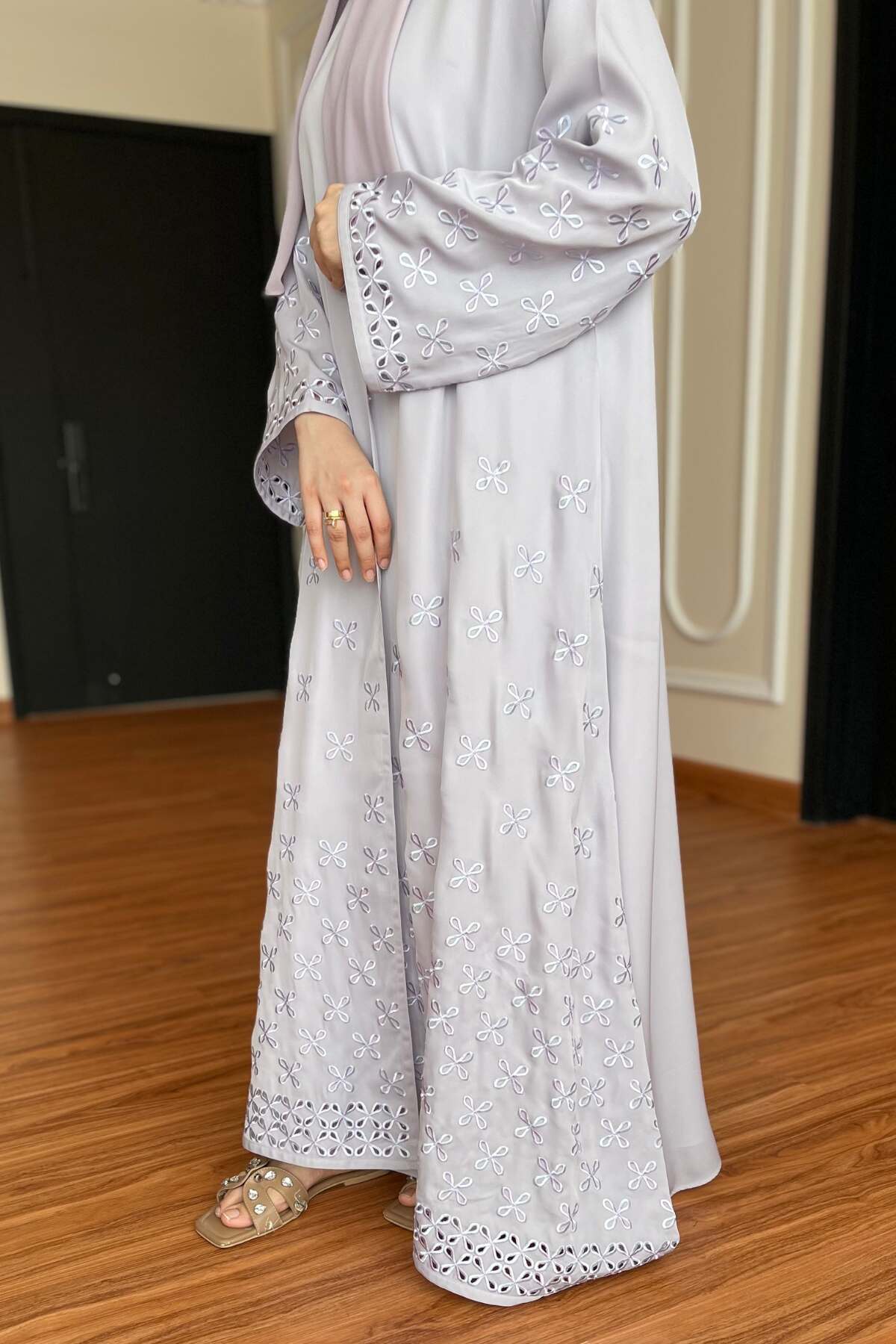 Rose Pink Embroidered Abaya
