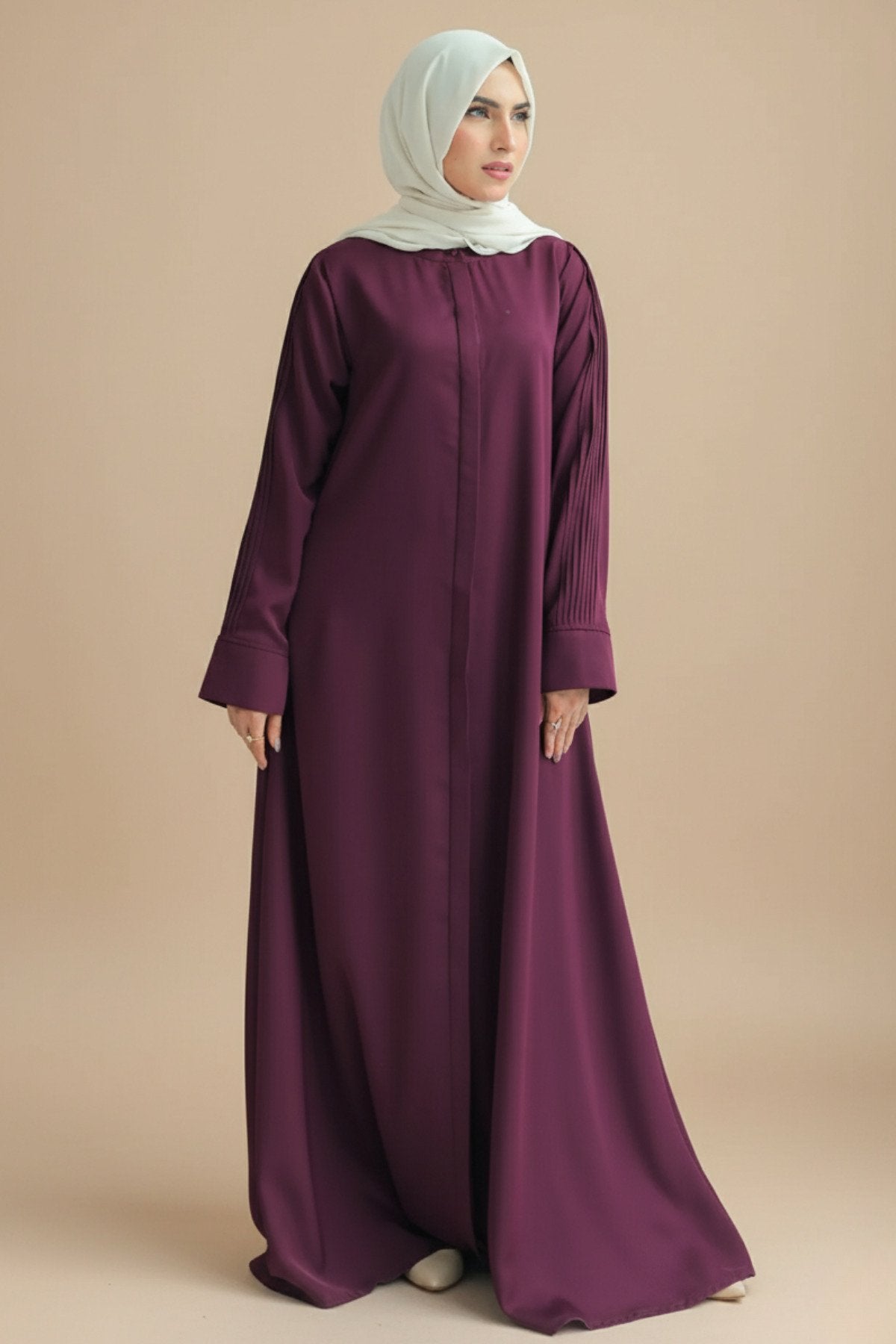 Gulf Blue Pleated Abaya