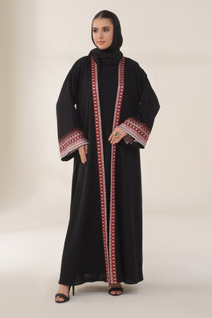 Noir Heritage Maroon Abaya