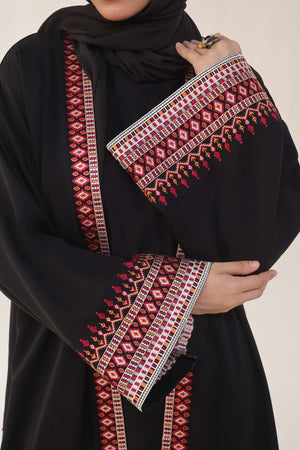 Noir Heritage Maroon Abaya