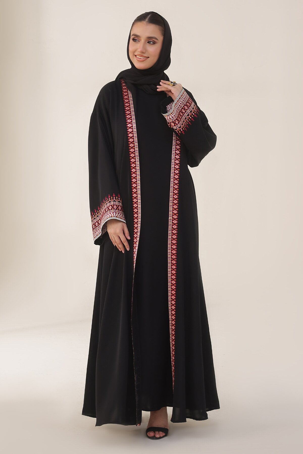 Noir Heritage Maroon Abaya