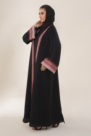 Noir Heritage Maroon Abaya