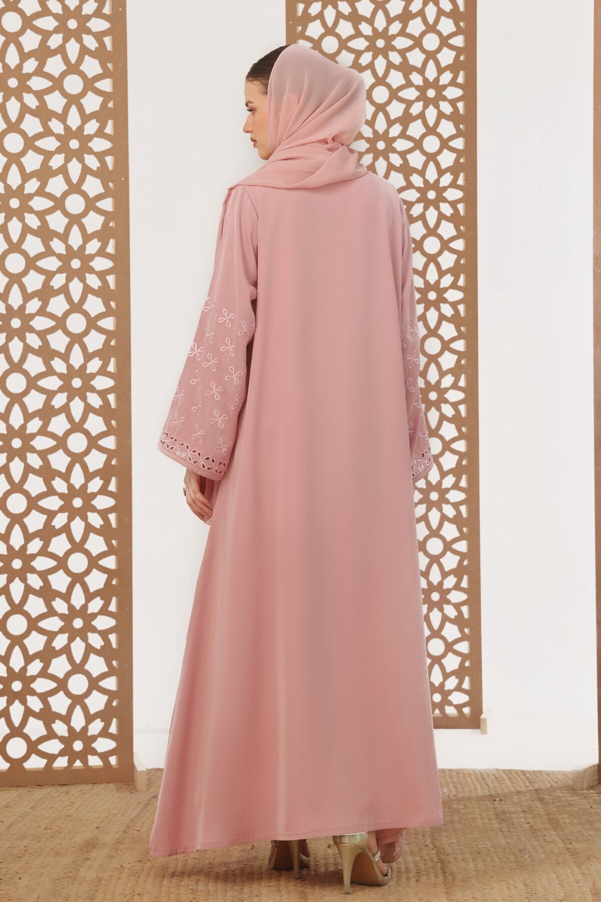 Black Leaf Petal Embroidered Abaya