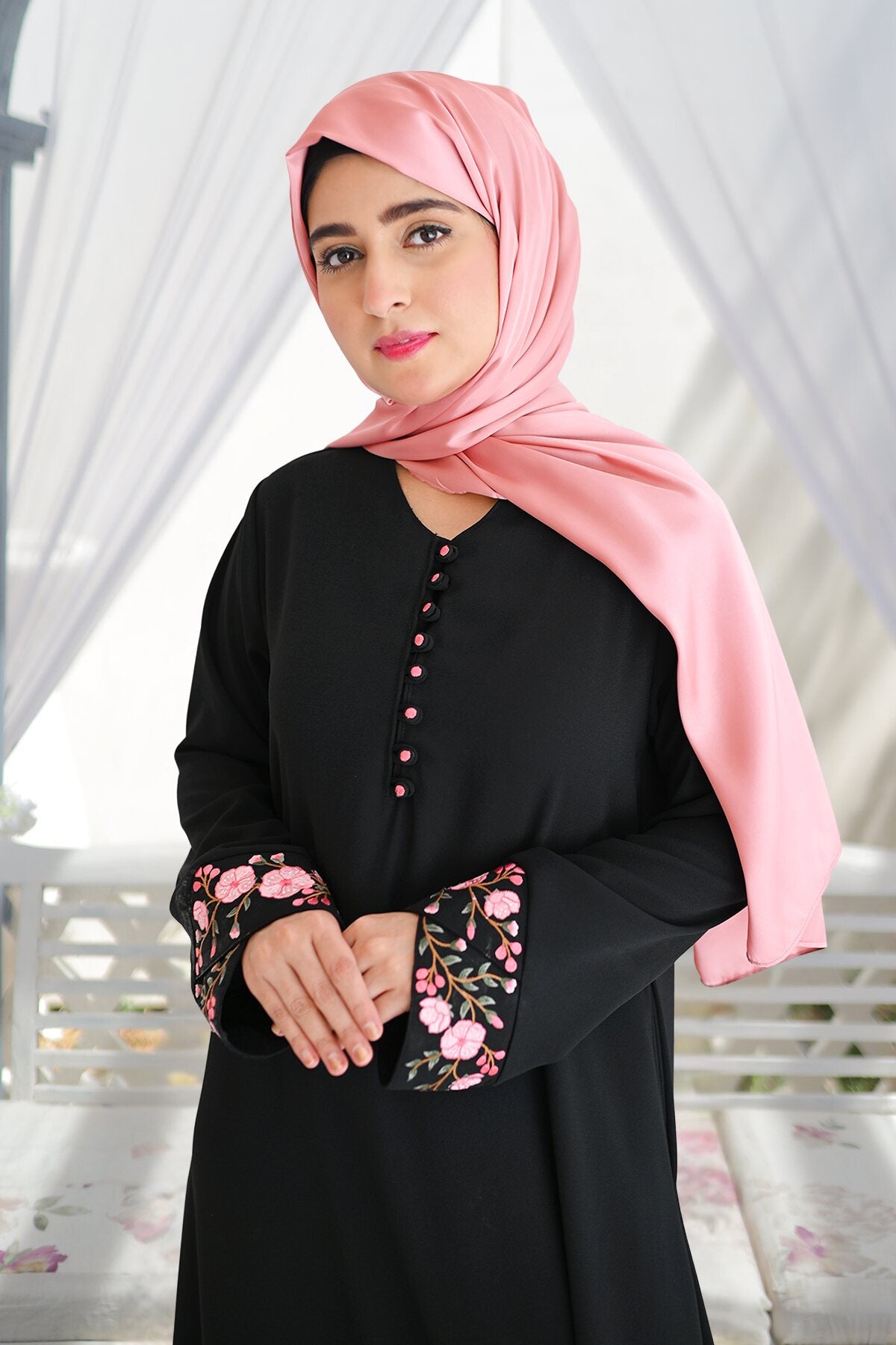 White Sakura Abaya