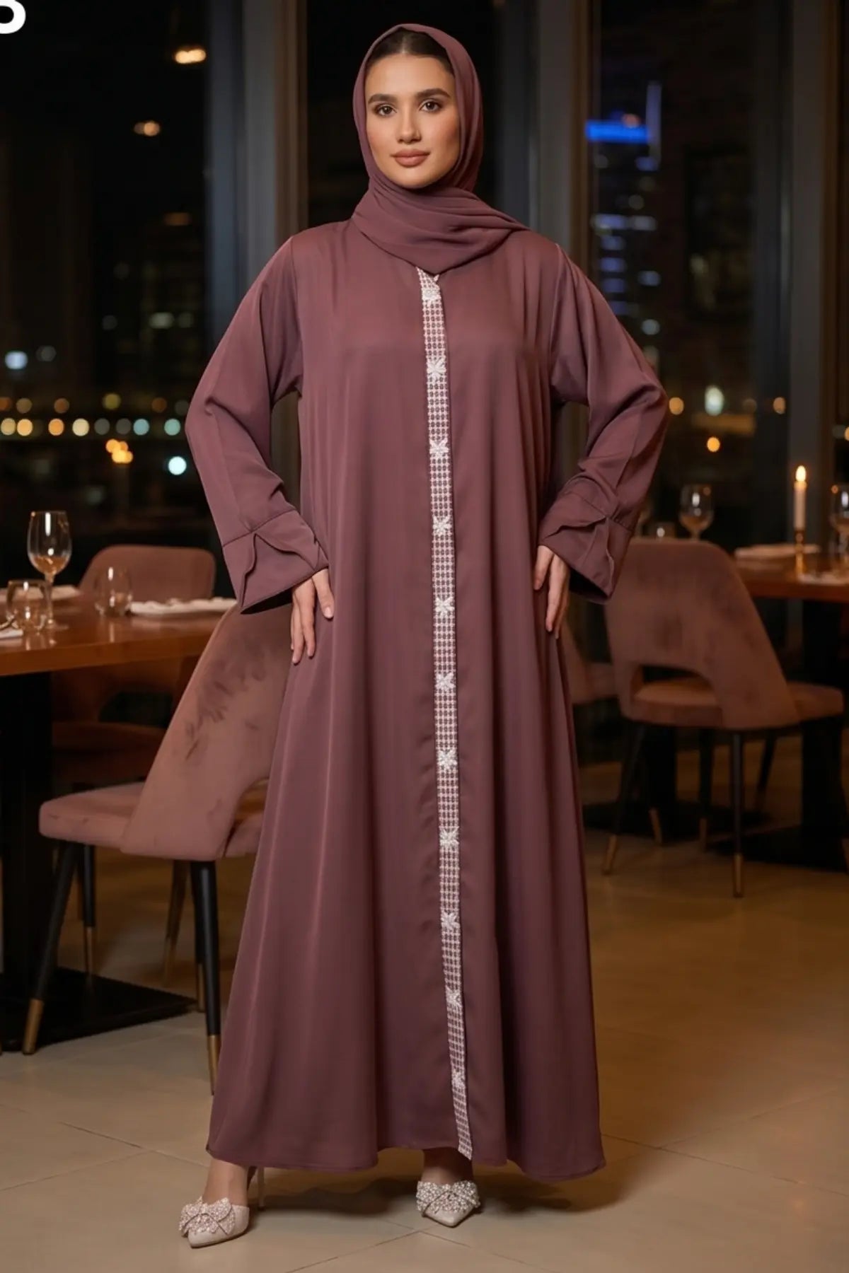 Turkish Rose Embroidered Abaya