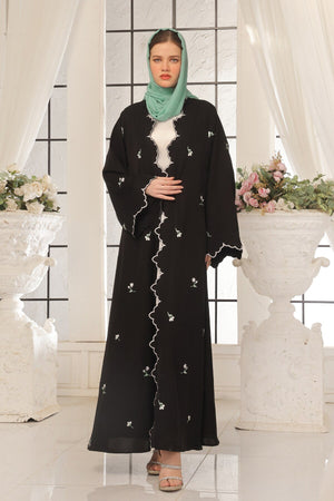 Wave Blue Embroidered Abaya