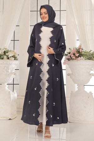 Wave Black Embroidered Abaya